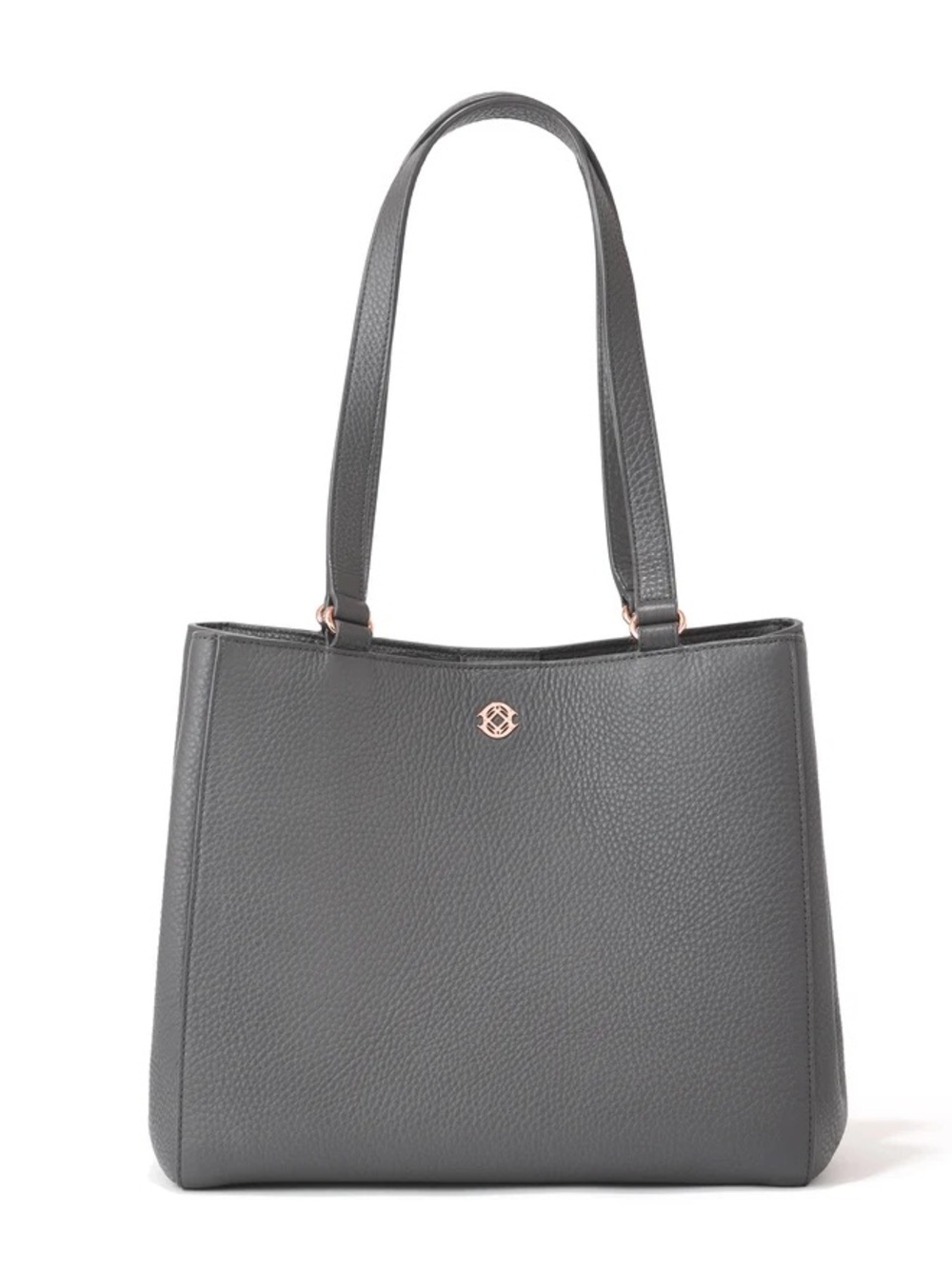 Dagne Dover Allyn Small Leather Tote in Graphite Gray